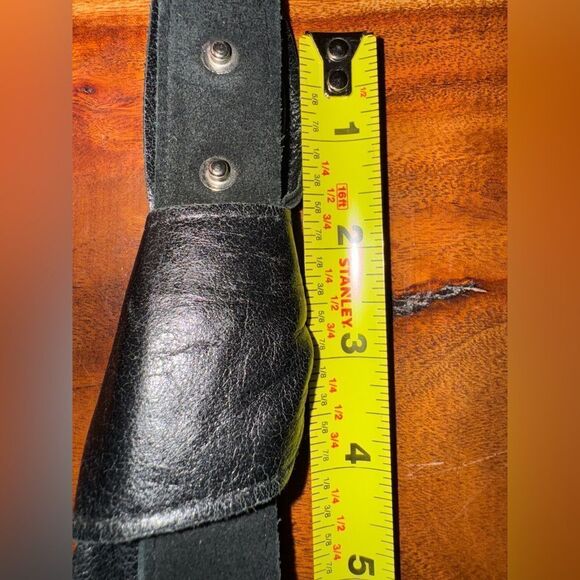 Nikki Jaffa Black Leather Belt w/ Knotted Detail & Snap Closure